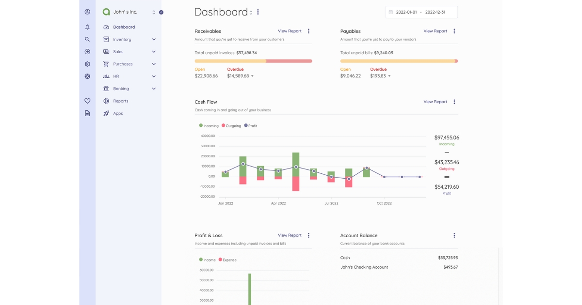 Akaunting dashboard