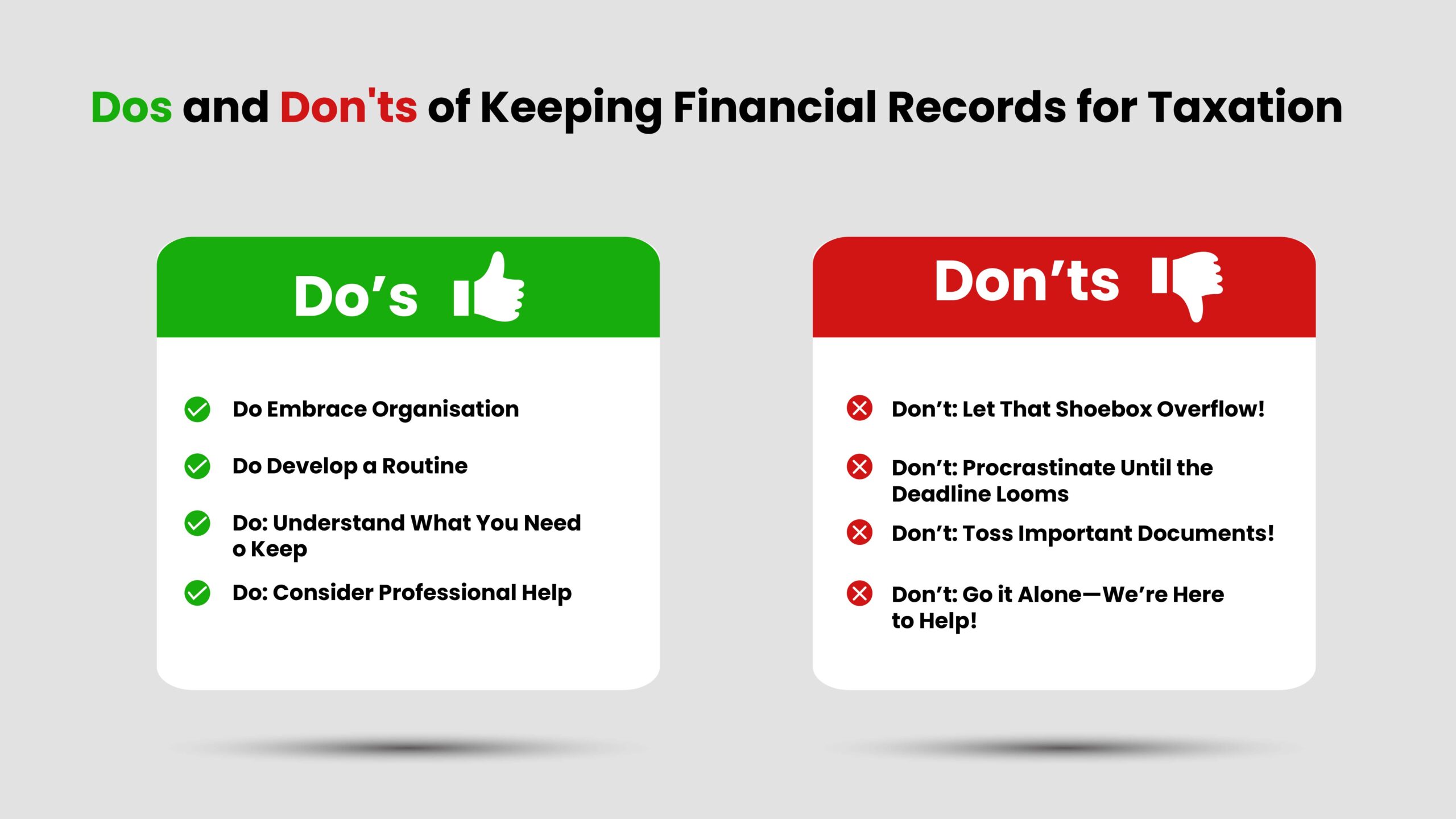 Dos and Don'ts of Keeping Financial Records for Taxation 