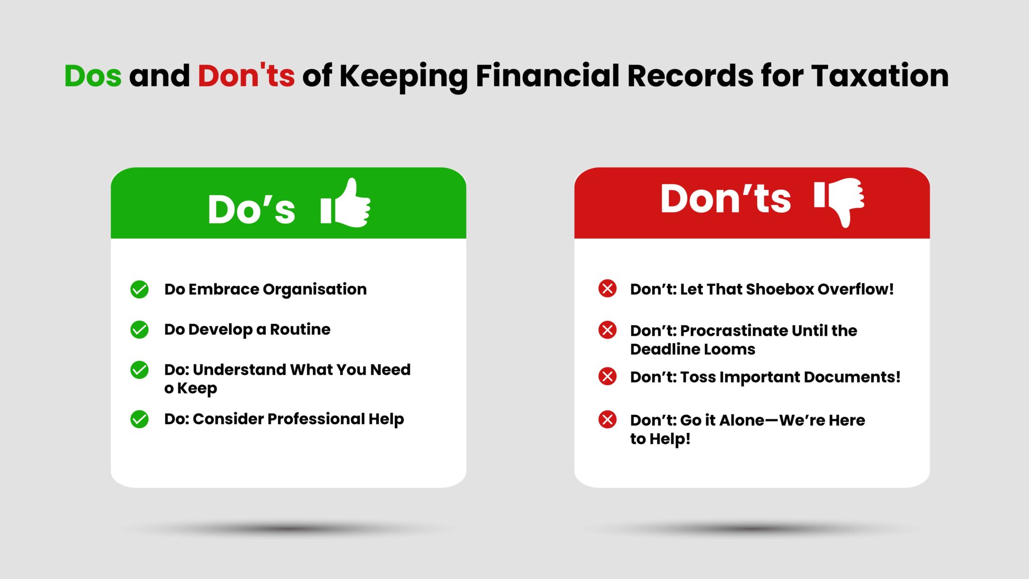 Dos and Don'ts of Keeping Financial Records for Taxation